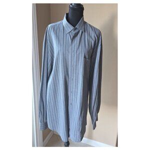Elegant Armani Collezioni blue striped button-down dress shirt Made in Italy